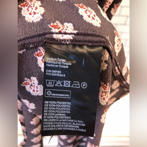 H & M Women's Size 4 Ruffled Vintage Style Midi Dress Key Hole Neck Brown - Picture 5 of 6